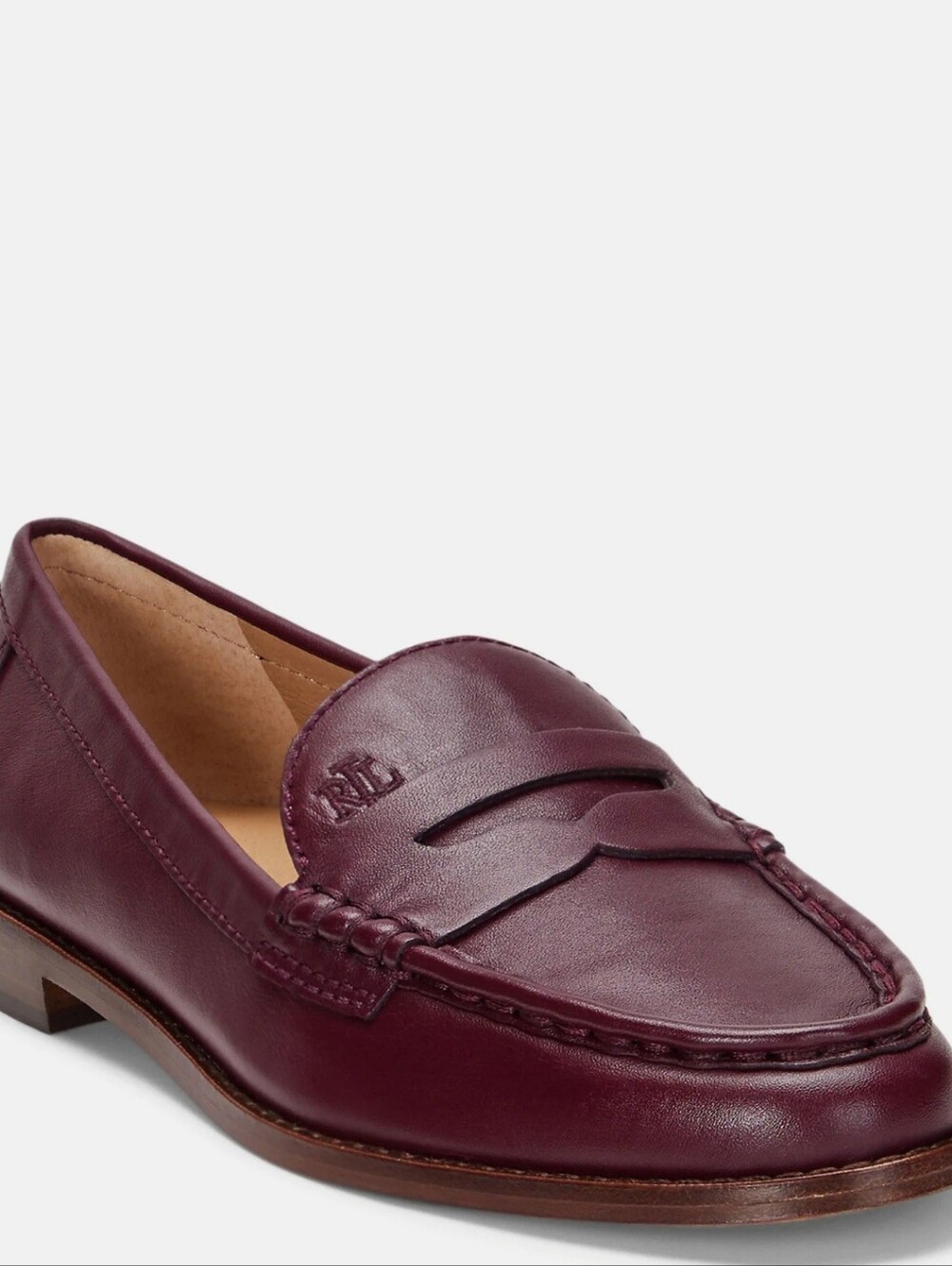 Lauren Ralph  Woomen Wynnie Nappa Leather Penny Loafers - Burgundy - Size 10 - Picture 5 of 8